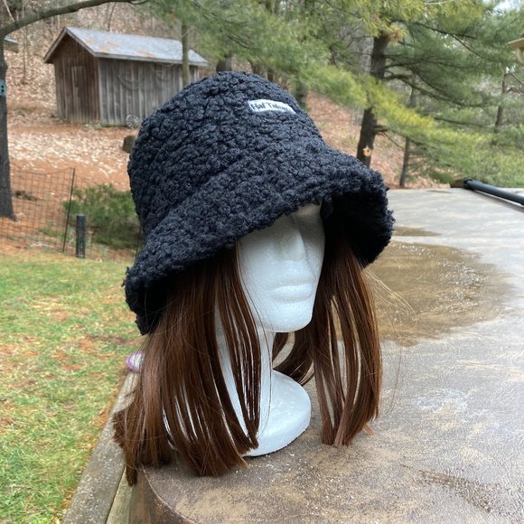 Fisherman Wig Hat, Hair Attached  ,  Winter Hat , OS, Black - Picture 3 of 7